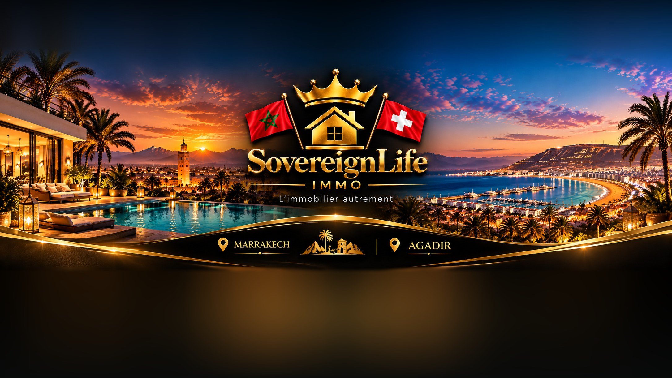 SovereignLife Immo, votre agence immobilière au Maroc. Investir, vivre, profiter : achat, vente, location longue durée et saisonnière, conciergerie, gestion locative, conseils en investissement et biens d’exception à Marrakech et sa région.